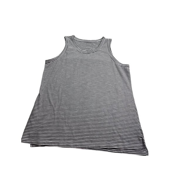 Sonoma Womens Striped Tank Top Size L Black White Round Neck - Picture 1 of 4